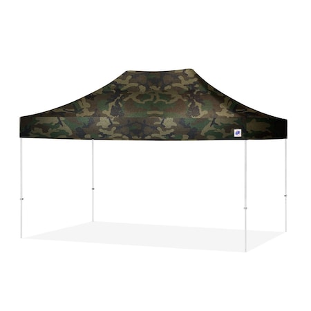 E-Z Up TAA Compliant Eclipse Shelter, 10' W x 15' L, White Steel Frame, Woodland Camo Vented Top EC3STL15KFWHTVMCWC
